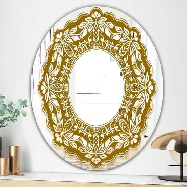Designart Mandala Modern Mirror Contemporary Oval Or Round Wall Mirror Multi Overstock 28022755