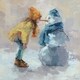 preview thumbnail 2 of 5, Taylor & Olive Handmade Snowman Love Print on Wrapped Canvas - Multi-color