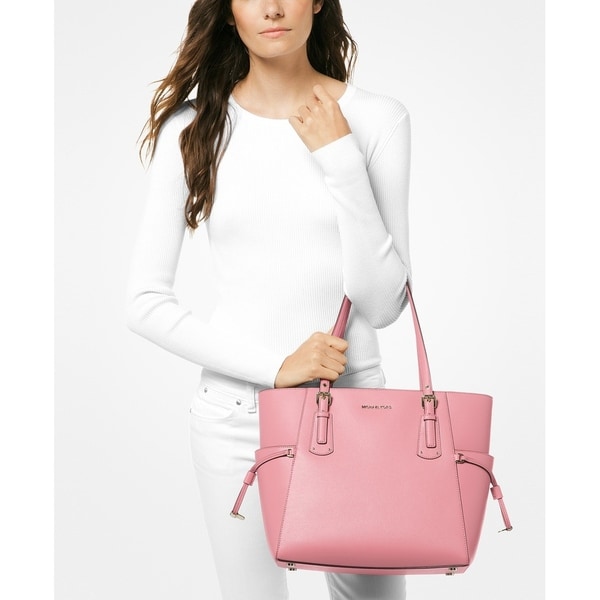 michael michael kors voyager medium crossgrain leather tote bag