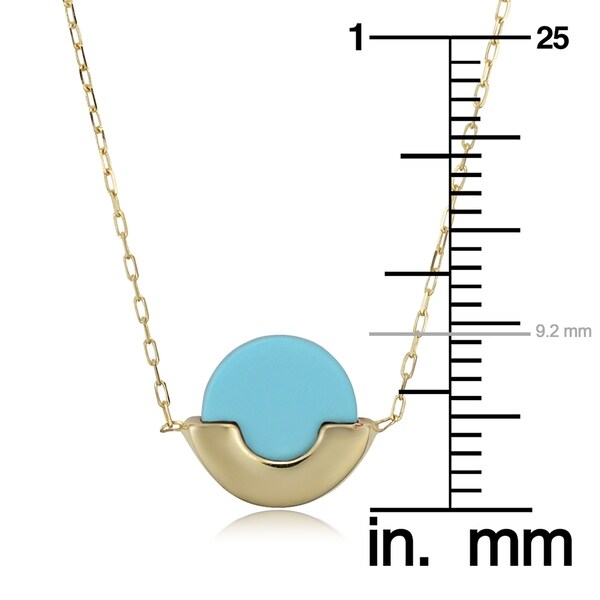 14k Yelllow Gold Cable Chain Turquoise 17/" Necklace