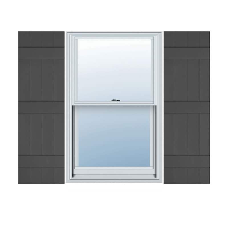 Lifetime Vinyl, Standard 4 Board Joined, BnB Shutters, w/Instl (Pair) - Tuxedo Grey - 59"H