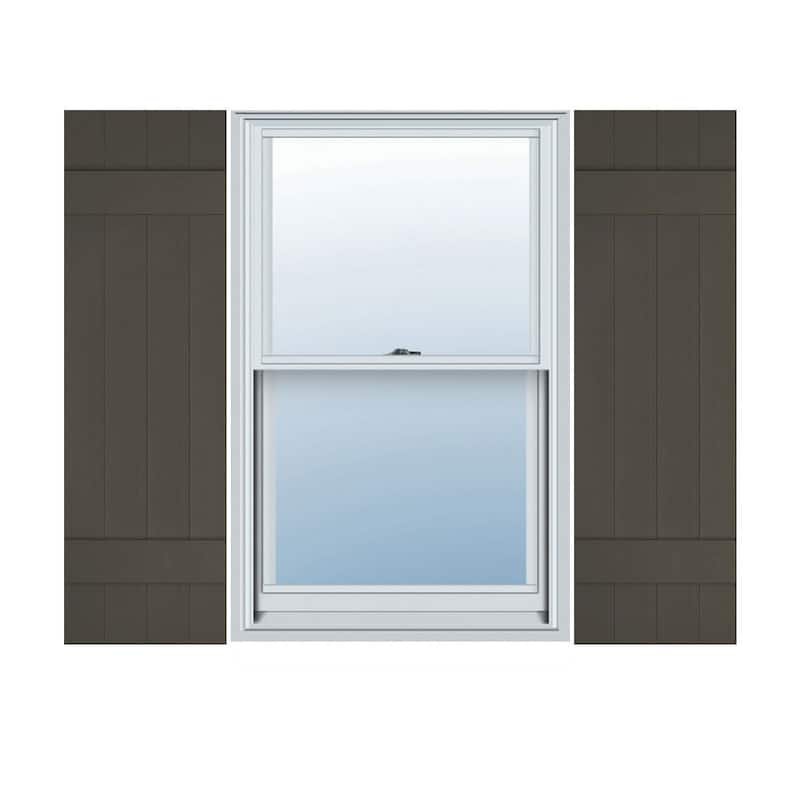 Lifetime Vinyl, Standard 4 Board Joined, BnB Shutters, w/Instl (Pair) - Musket Brown - 47"H
