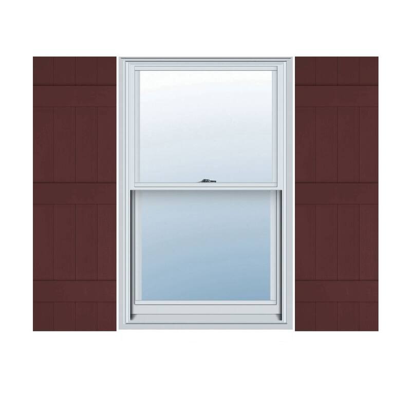 Lifetime Vinyl, Standard 4 Board Joined, BnB Shutters, w/Instl (Pair) - Bordeaux - 67"H