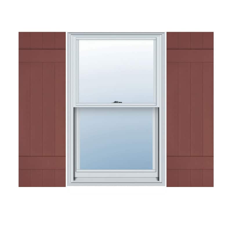 Lifetime Vinyl, Standard 4 Board Joined, BnB Shutters, w/Instl (Pair) - Burgundy Red - 51"H