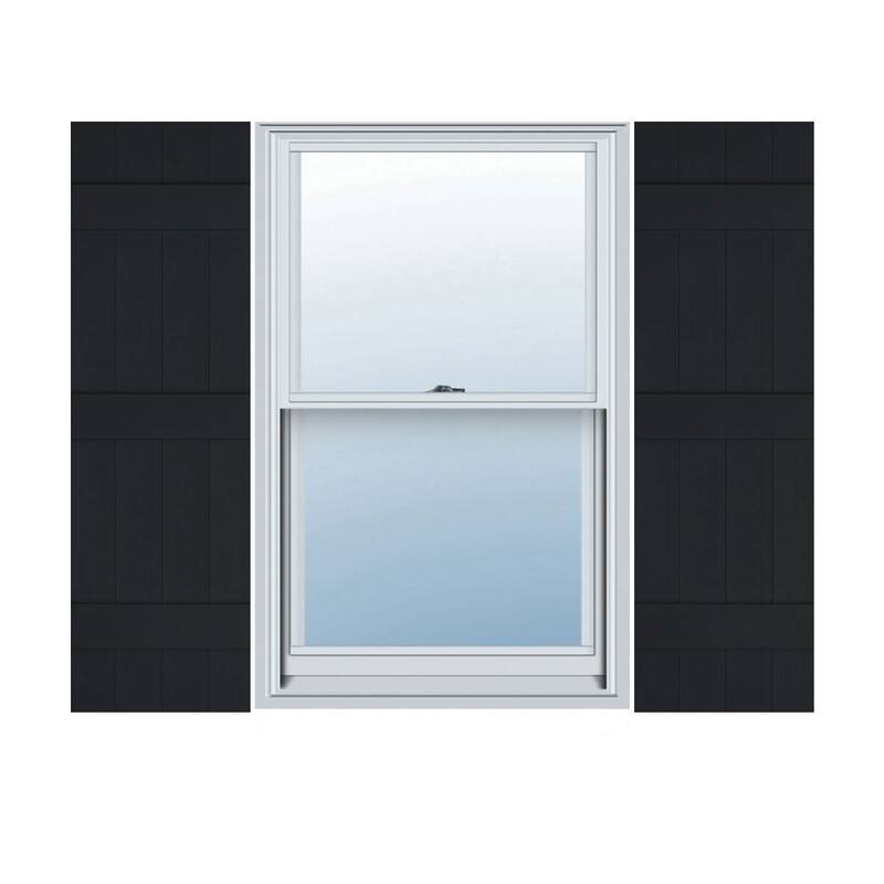 Lifetime Vinyl, Standard 4 Board Joined, BnB Shutters, w/Instl (Pair) - Black - 59"H