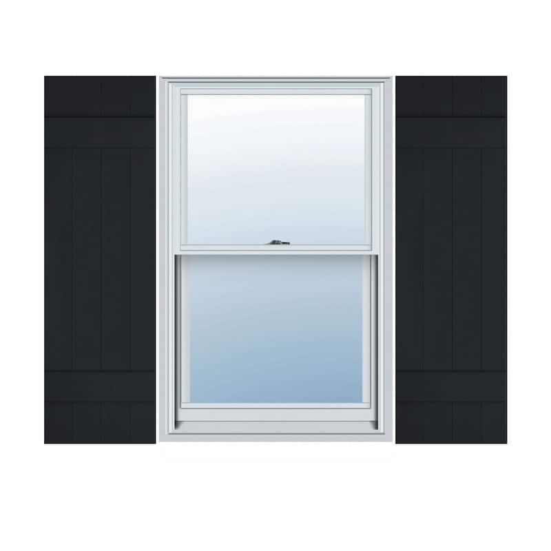 Lifetime Vinyl, Standard 4 Board Joined, BnB Shutters, w/Instl (Pair) - Black - 47"H