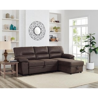 Kipling Microfiber Reversible Sleeper Sectional Sofa - On Sale - Bed ...