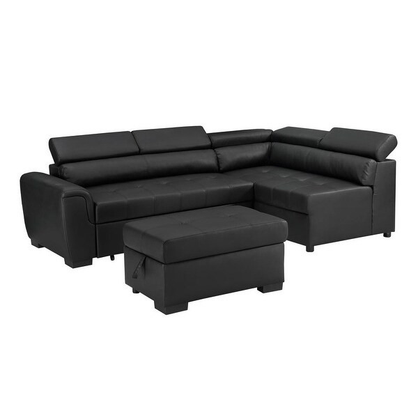 Strick Bolton Rineke Leatherette Sleeper Sectional And Storage Ottoman Strick Bolton Rineke Leatherette Sleeper Sectional And Storage Ottoman