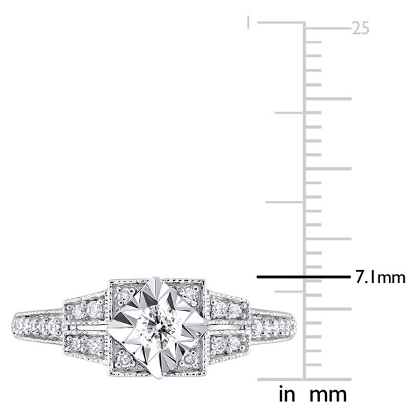Miadora Sterling Silver 1/4ct TDW Diamond Geometric Engagement Ring