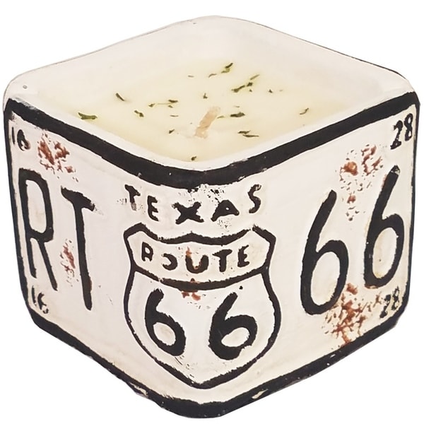 American Highway License Plate TX Vanilla Pound Cake Square Candle