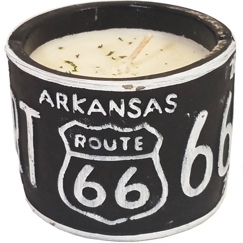 American Highway License Plate AR Roasted Espresso Round Candle