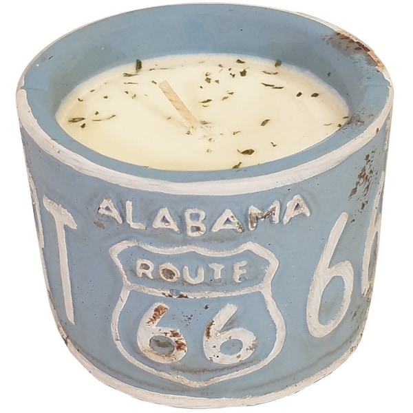 American Highway License Plate AL Roasted Espresso Round Candle