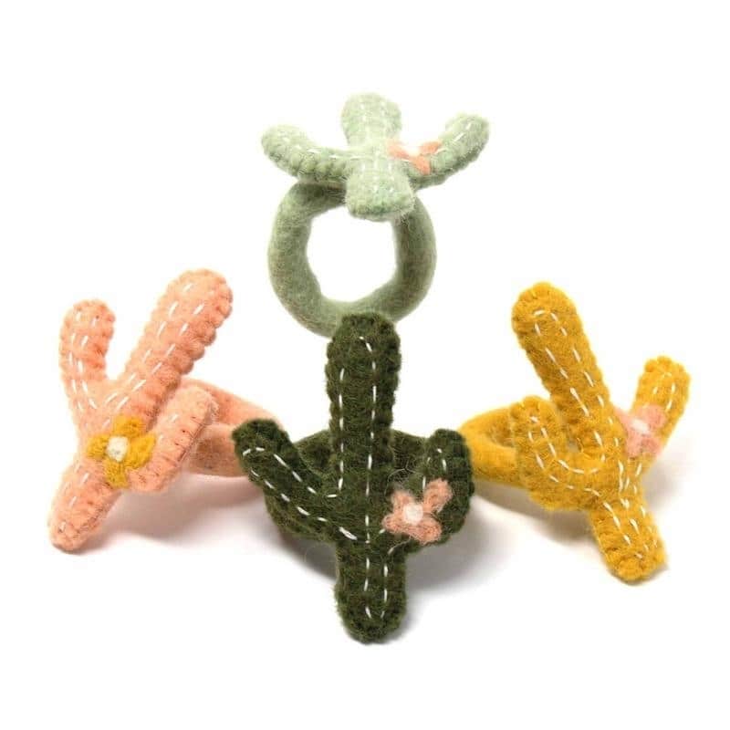 The Curated Nomad Thrift Felt Cactus Napkin Rings (Set of 4)