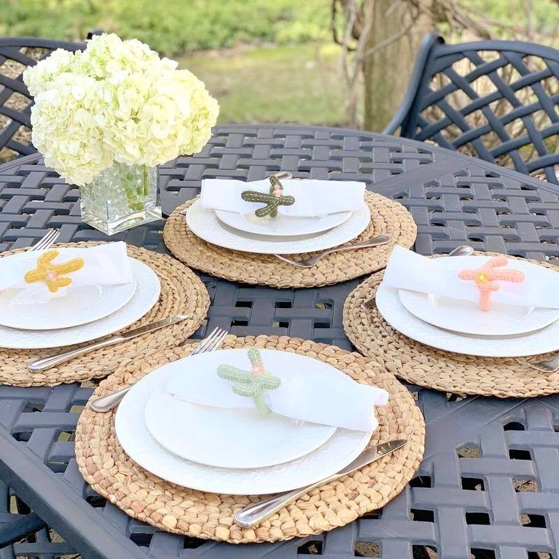 The Curated Nomad Thrift Felt Cactus Napkin Rings (Set of 4)