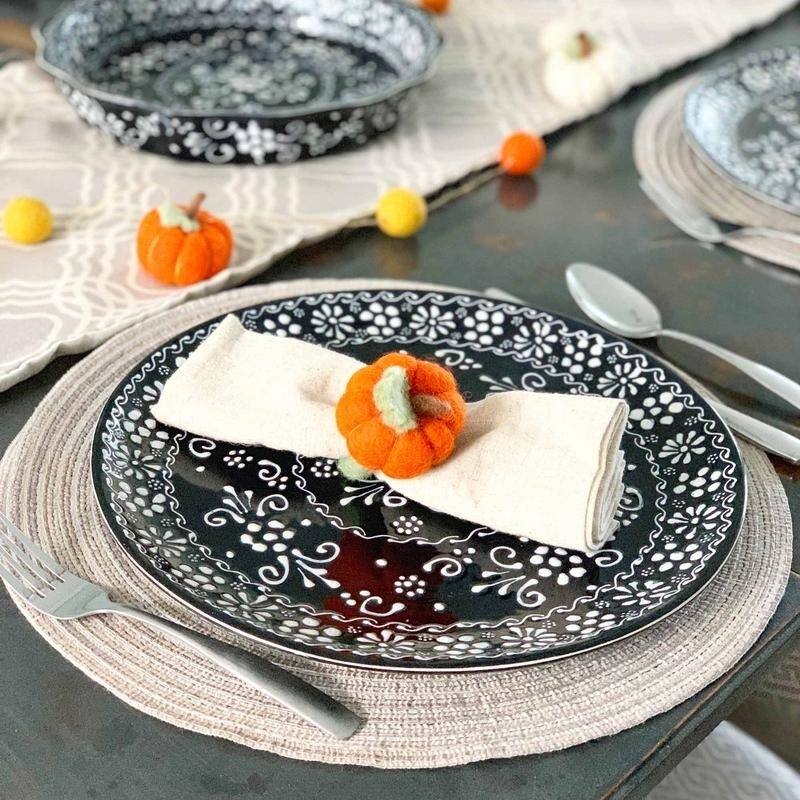 The Curated Nomad Thrift Handmade Pumpkin Napkin Rings (Set of 4)
