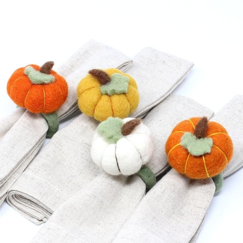 The Curated Nomad Thrift Handmade Pumpkin Napkin Rings (Set of 4)