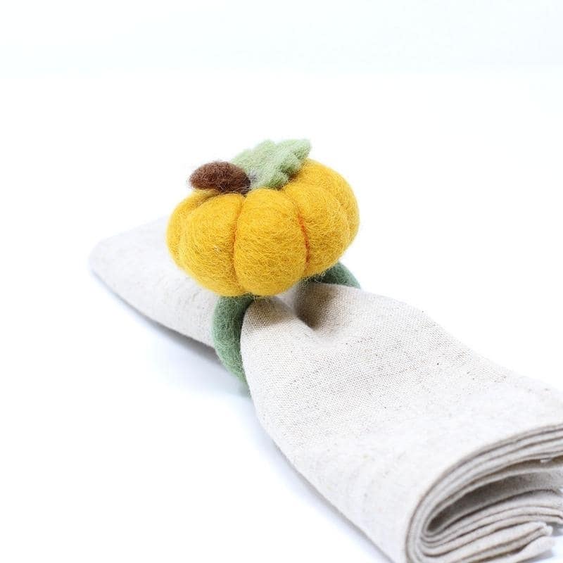 The Curated Nomad Thrift Handmade Pumpkin Napkin Rings (Set of 4)