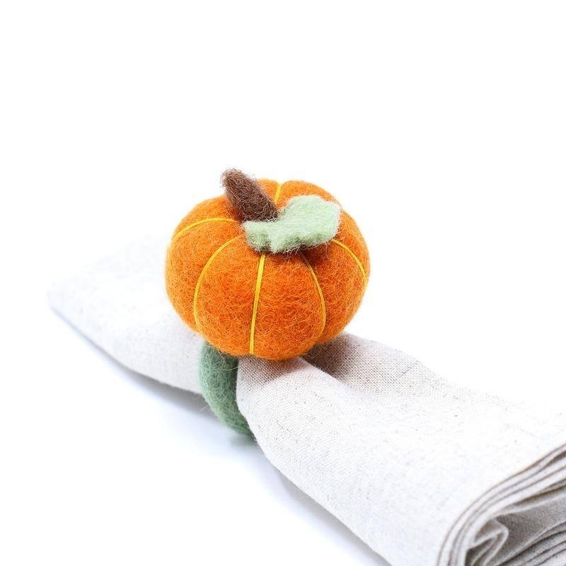 The Curated Nomad Thrift Handmade Pumpkin Napkin Rings (Set of 4)