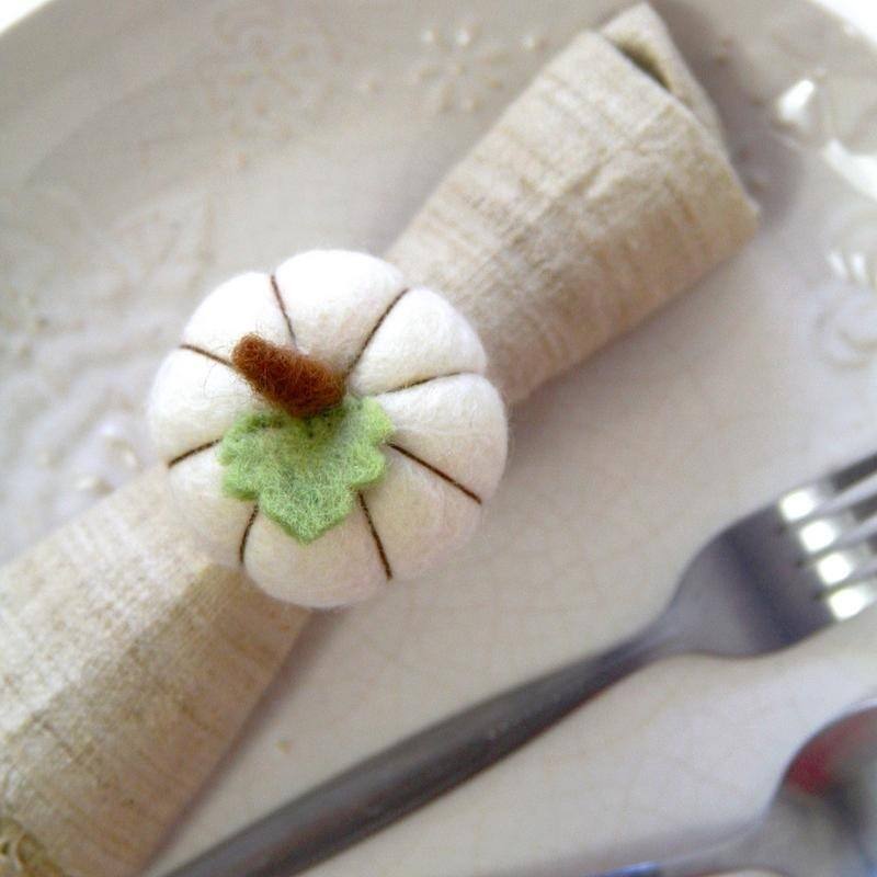 The Curated Nomad Thrift Handmade Pumpkin Napkin Rings (Set of 4)