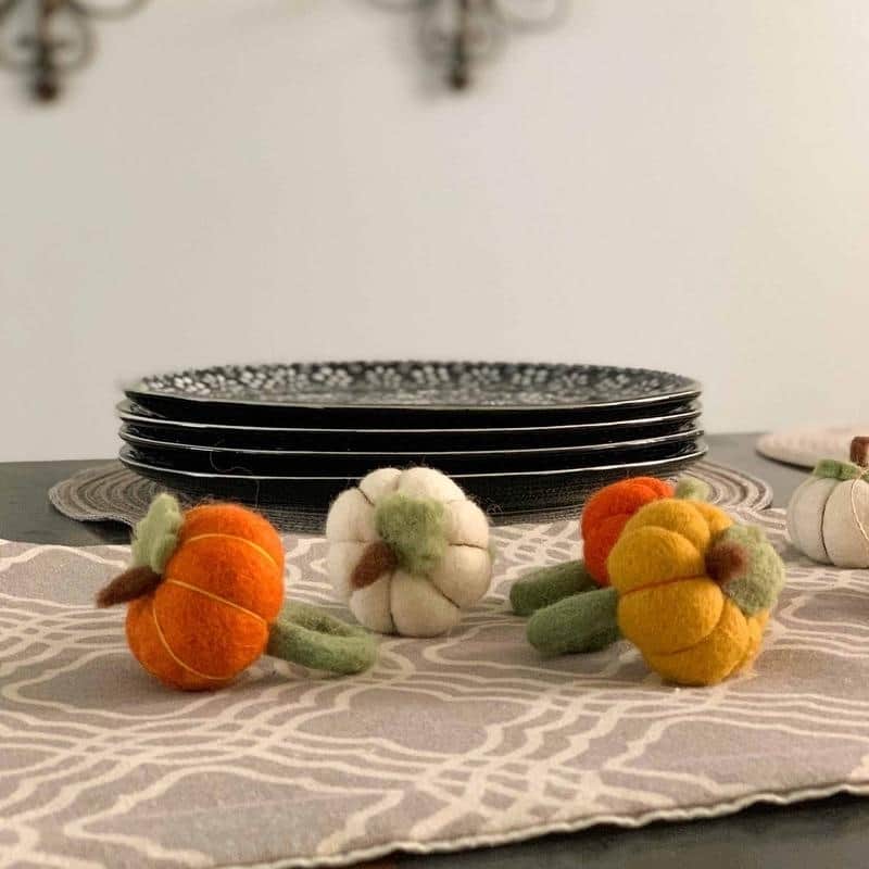 The Curated Nomad Thrift Handmade Pumpkin Napkin Rings (Set of 4)