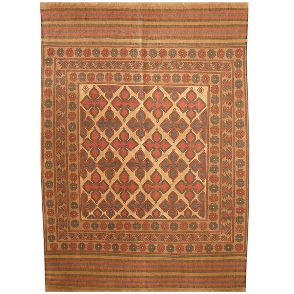 Handmade One-of-a-Kind Wool Kilim (Afghanistan) - 6'3 x 8'8