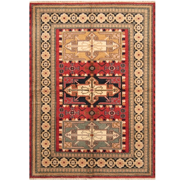 Handmade One-of-a-Kind Kazak Wool Rug (India) - 5'8 x 8'