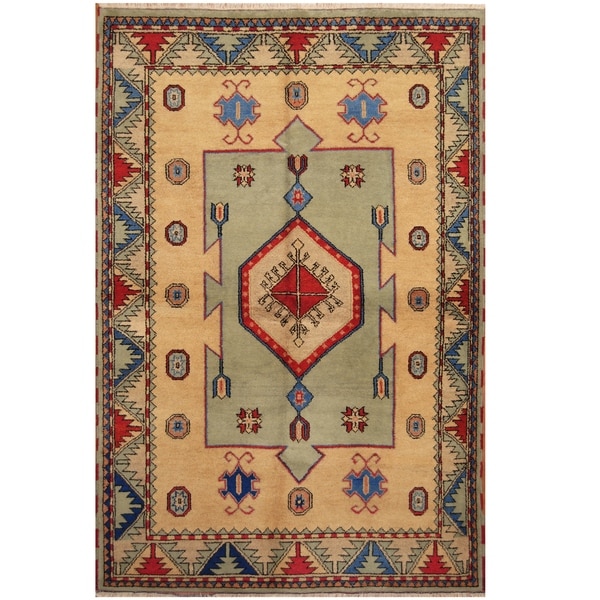 Handmade One-of-a-Kind Kazak Wool Rug (India) - 6'4 x 9'9