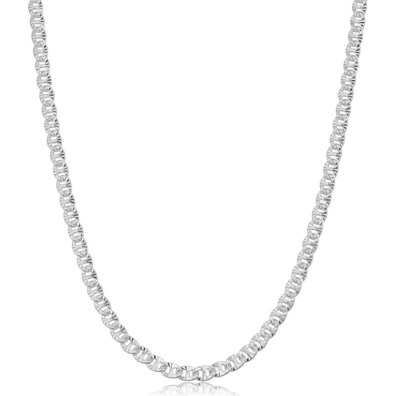 Sterling Silver 3.5 millimeter Diamond-cut Mariner Necklace - 18 Inch