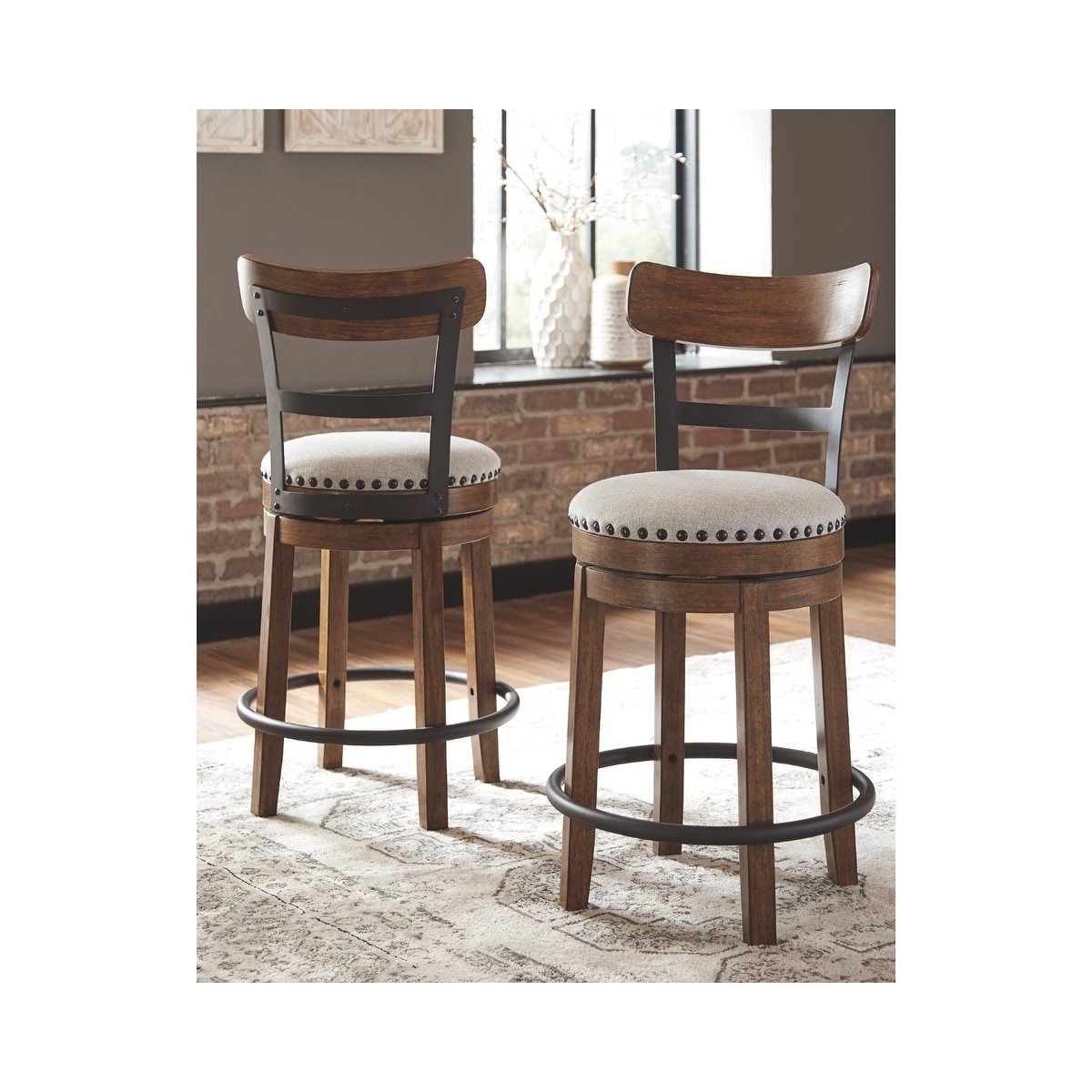 Shop Valebeck Counter Height Swivel Barstool Brown Overstock