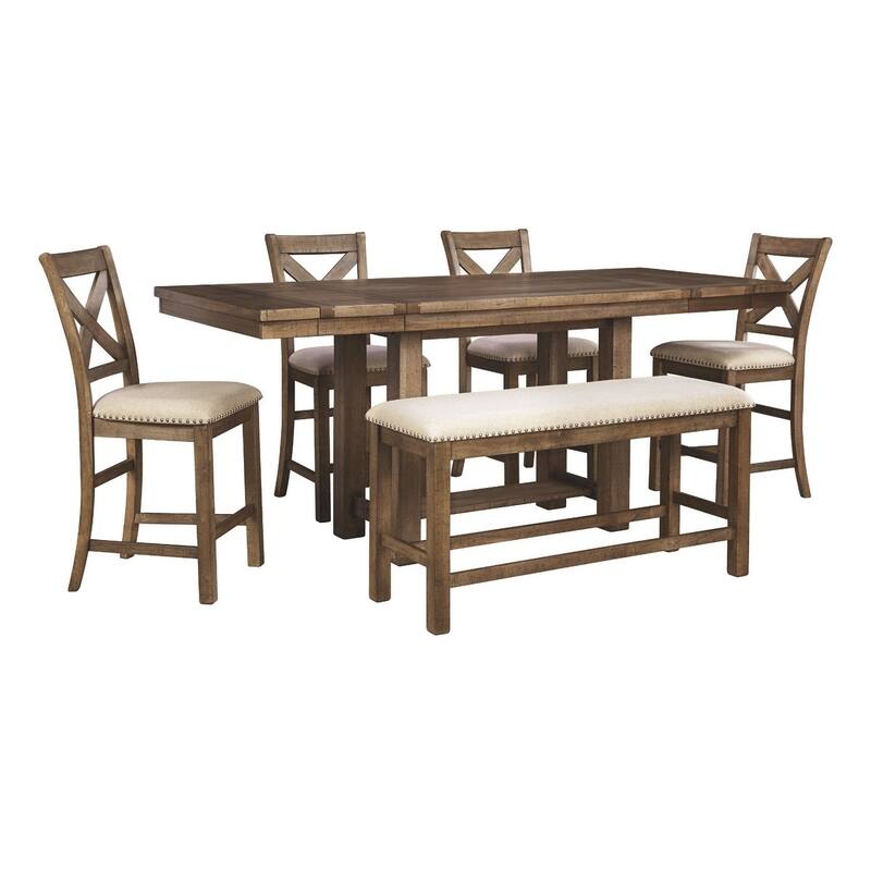 Moriville Counter Height Extension Table - Grayish Brown - 36" W x 86" D x 36" H - Brown