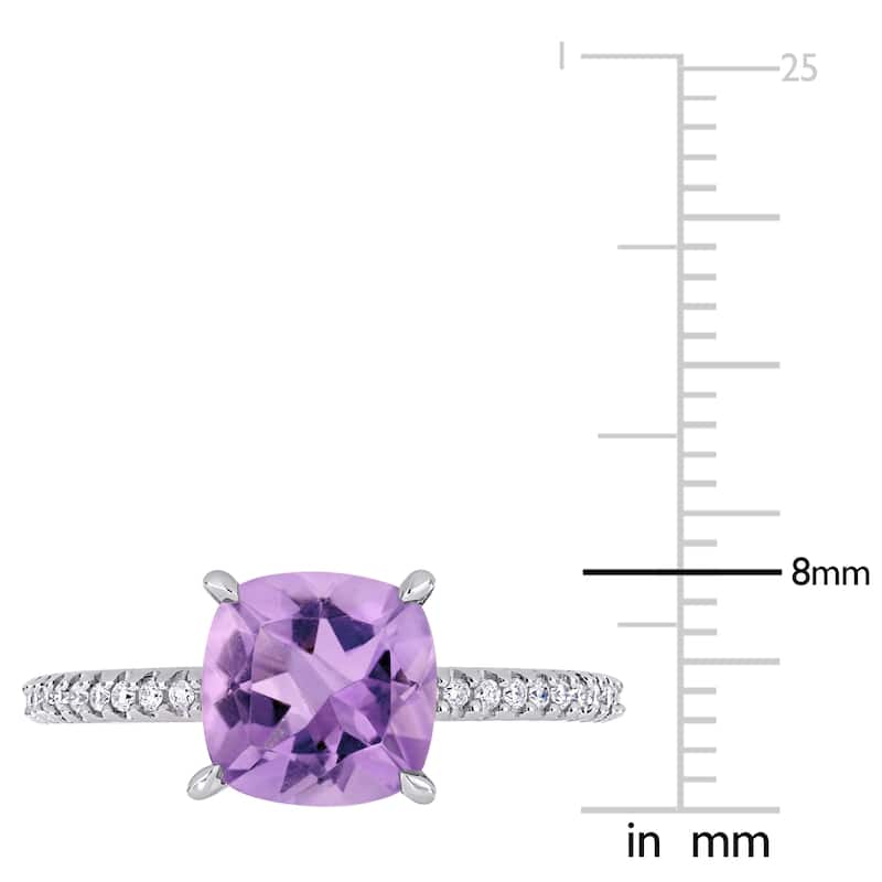 Miadora 14k White Gold Amethyst and 1/10ct TDW Diamond Solitaire Engagement Ring