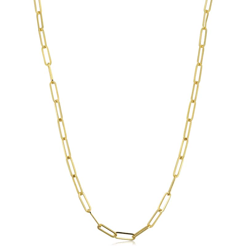 14k Yellow Gold 3 millimeter Paperclip Chain Necklace