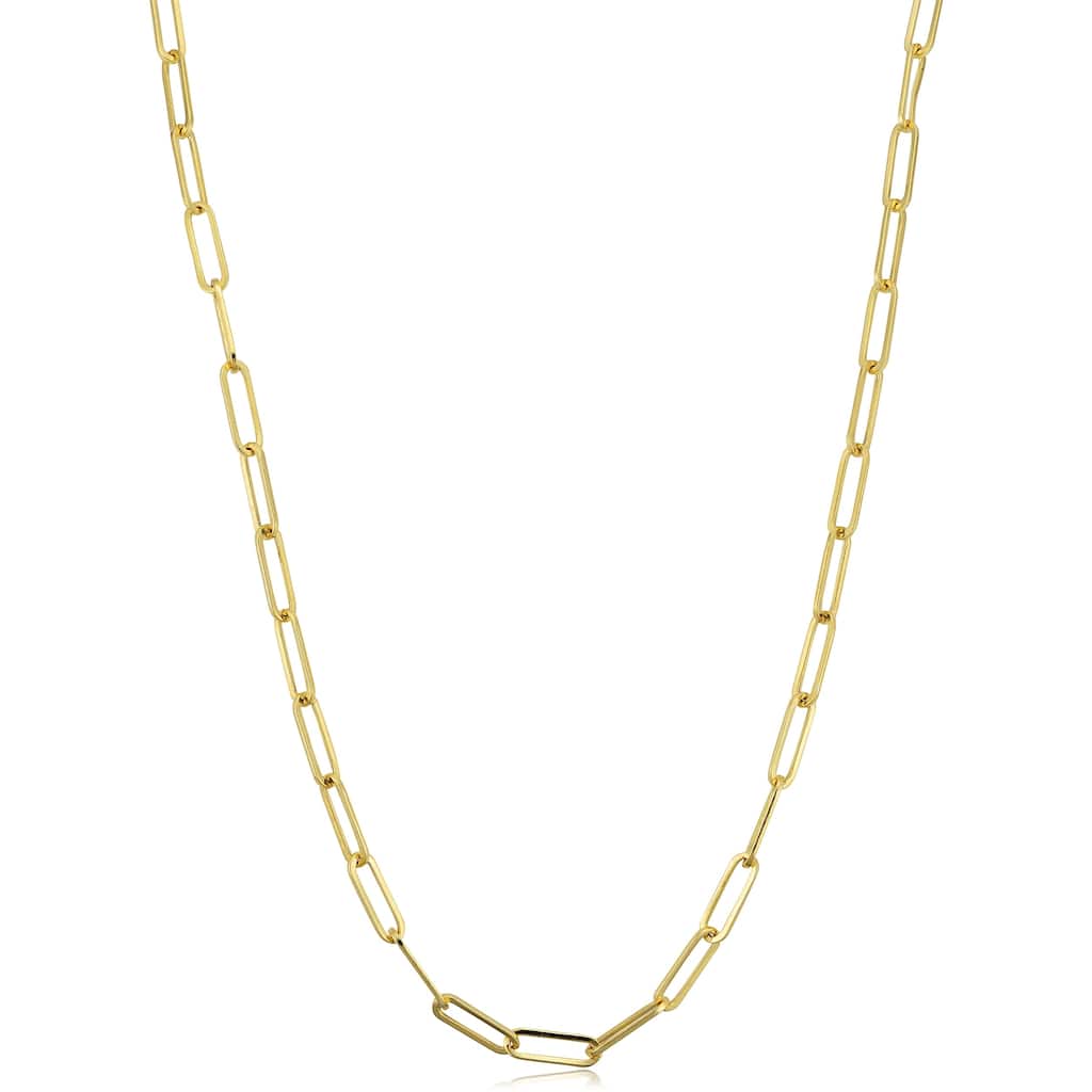 14k Yellow Gold 3 millimeter Paperclip Chain Necklace