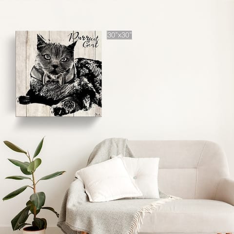 Porch & Den 'Purrfect Gent' Wrapped Canvas Wall Art