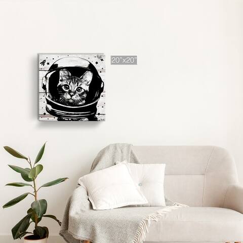 Porch & Den 'Space Cat' Wrapped Canvas Wall Art