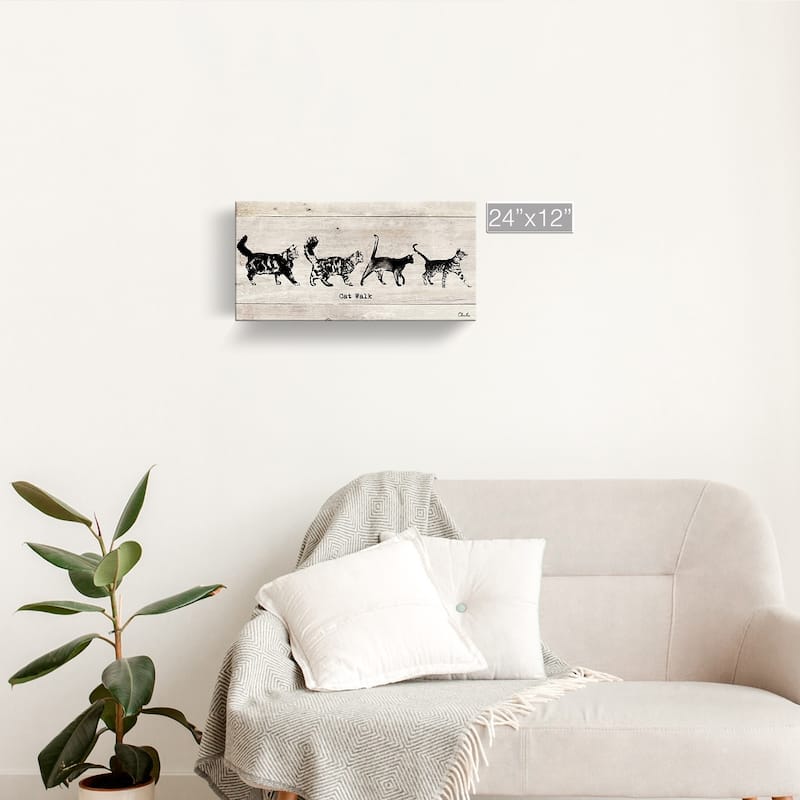 Porch & Den 'Cat Walk' Wrapped Canvas Wall Art - 24" W x 12" H