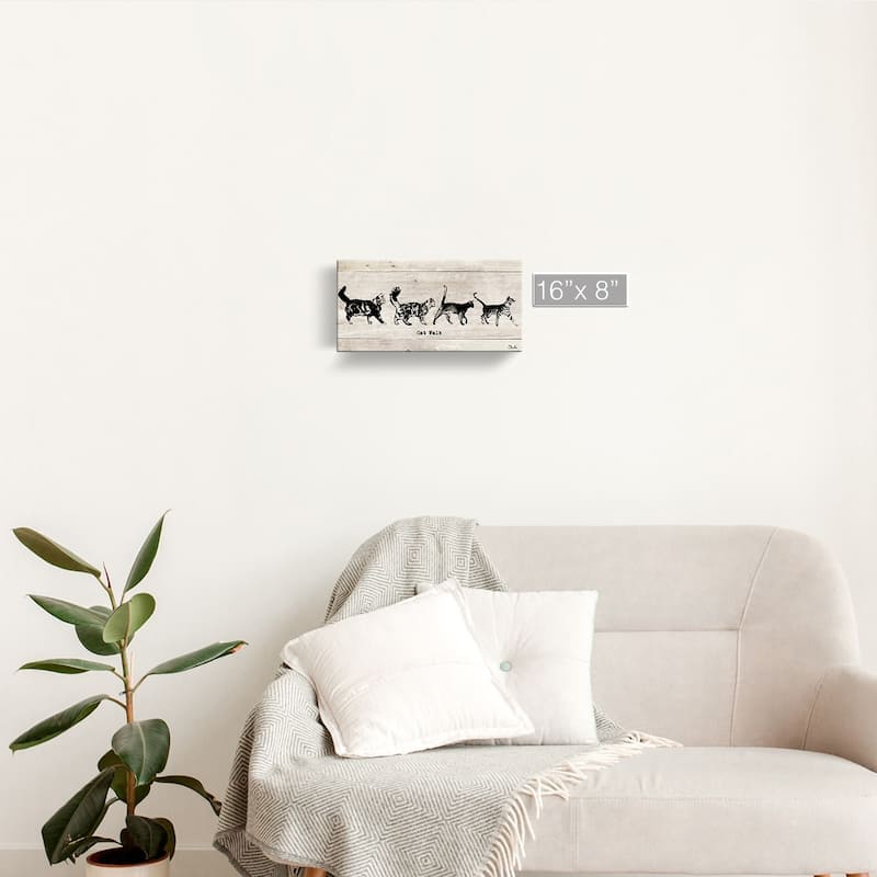 Porch & Den 'Cat Walk' Wrapped Canvas Wall Art - 16" W x 8" H