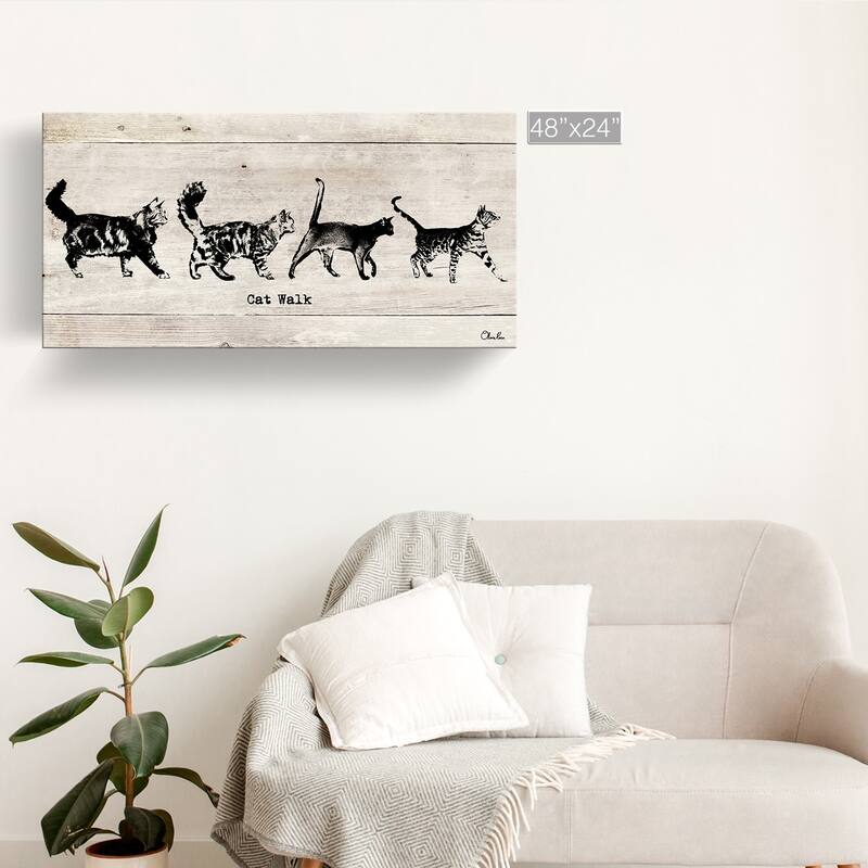 Porch & Den 'Cat Walk' Wrapped Canvas Wall Art - 48" W x 24" H