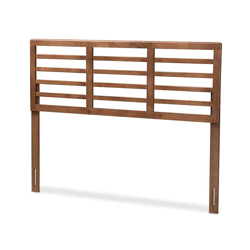 Mid-Century Walnut Wood Open Slat Headboard - Queen