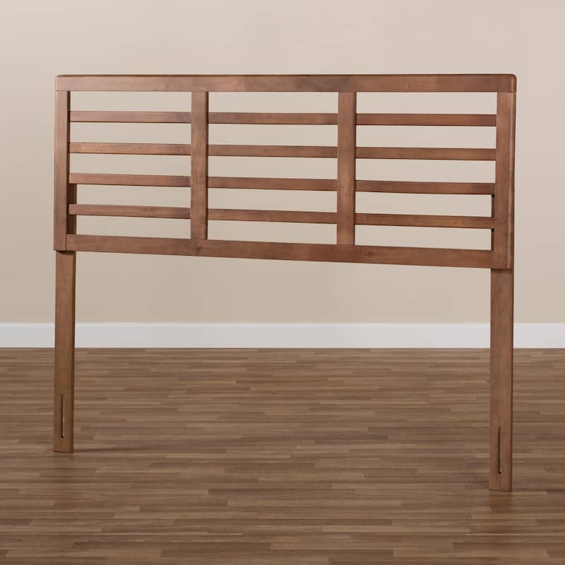 Mid-Century Walnut Wood Open Slat Headboard