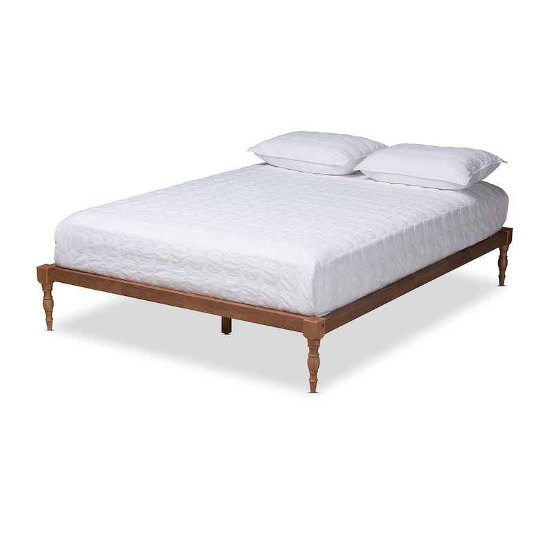 Contemporary Walnut Wood Platform Bed Frame - Queen