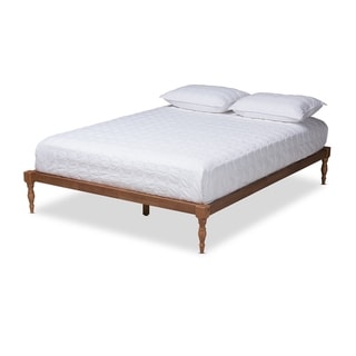 Walnut-finish Rubberwood Platform Bed Frame