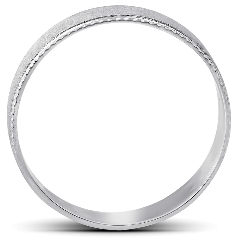 Pompeii3 14k White Gold Brushed Mens Wedding Band with Braided Edge