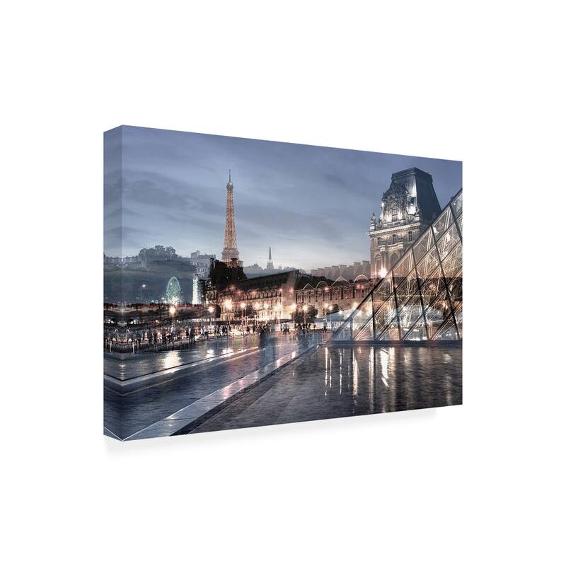 Alan Blaustei 'Louvre with Eiffel Tower Vista #1' Canvas Art