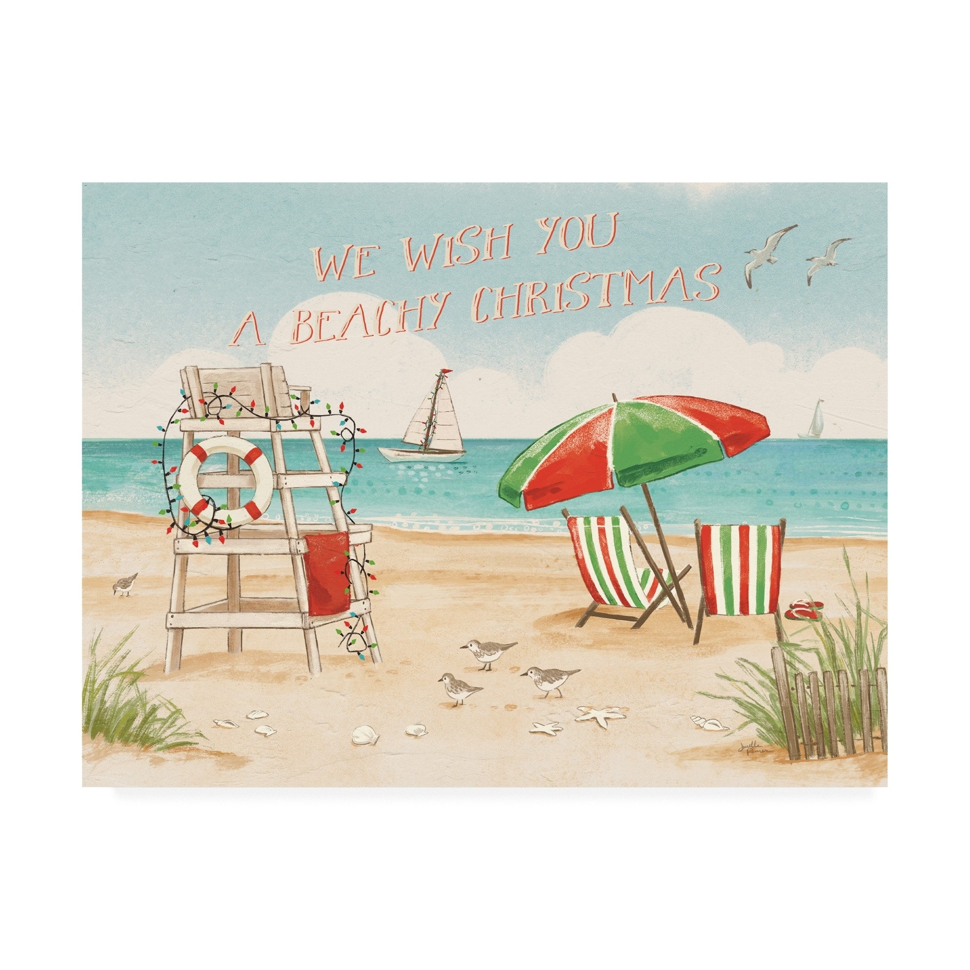 Janelle Penner 'Beach Time I Christmas' Canvas Art