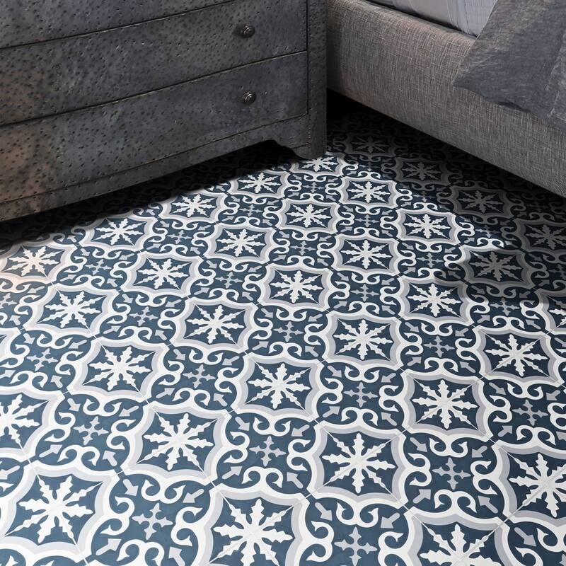 Handmade Argana in Navy Blue, Grey Tile, Pack of 12 (Morocco)