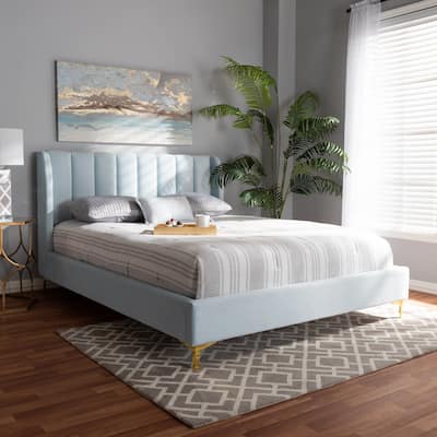 Silver Orchid Bruce Glam Velvet Fabric Platform Bed