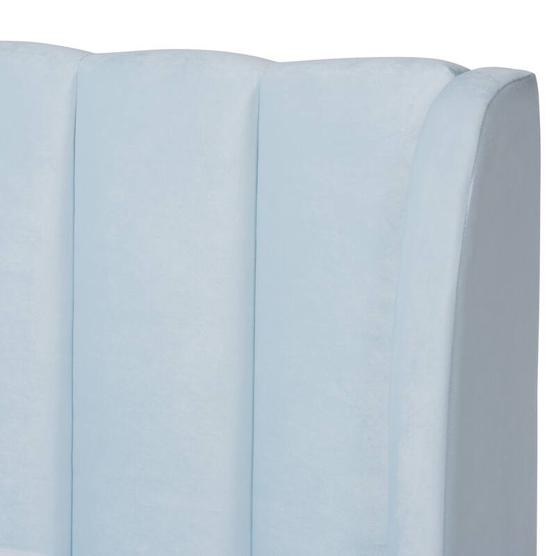 Silver Orchid Bruce Glam Velvet Fabric Platform Bed