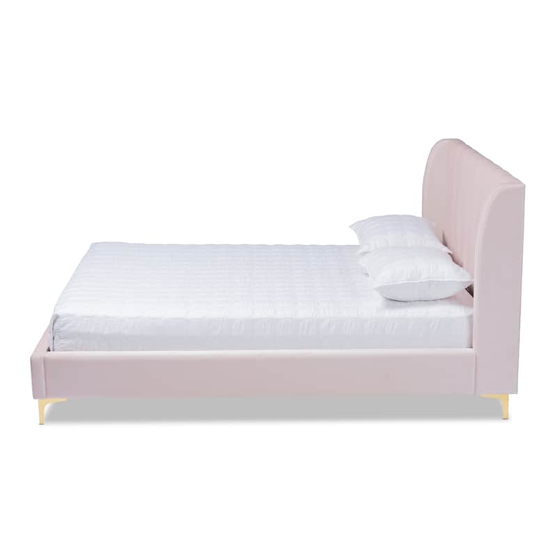 Silver Orchid Bruce Glam Velvet Fabric Platform Bed
