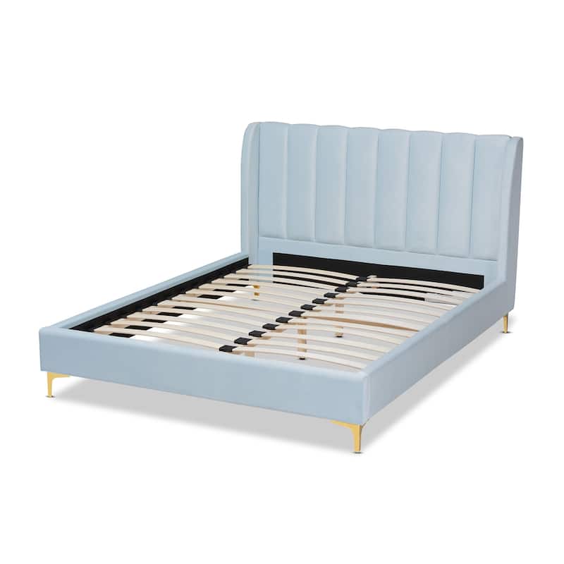 Silver Orchid Bruce Glam Velvet Fabric Platform Bed